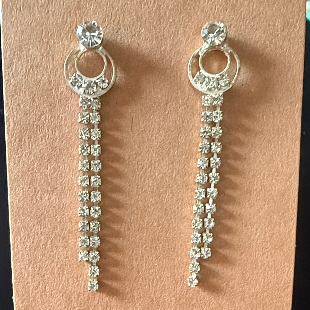 Vintage Crystal Silver Dangle Earrings